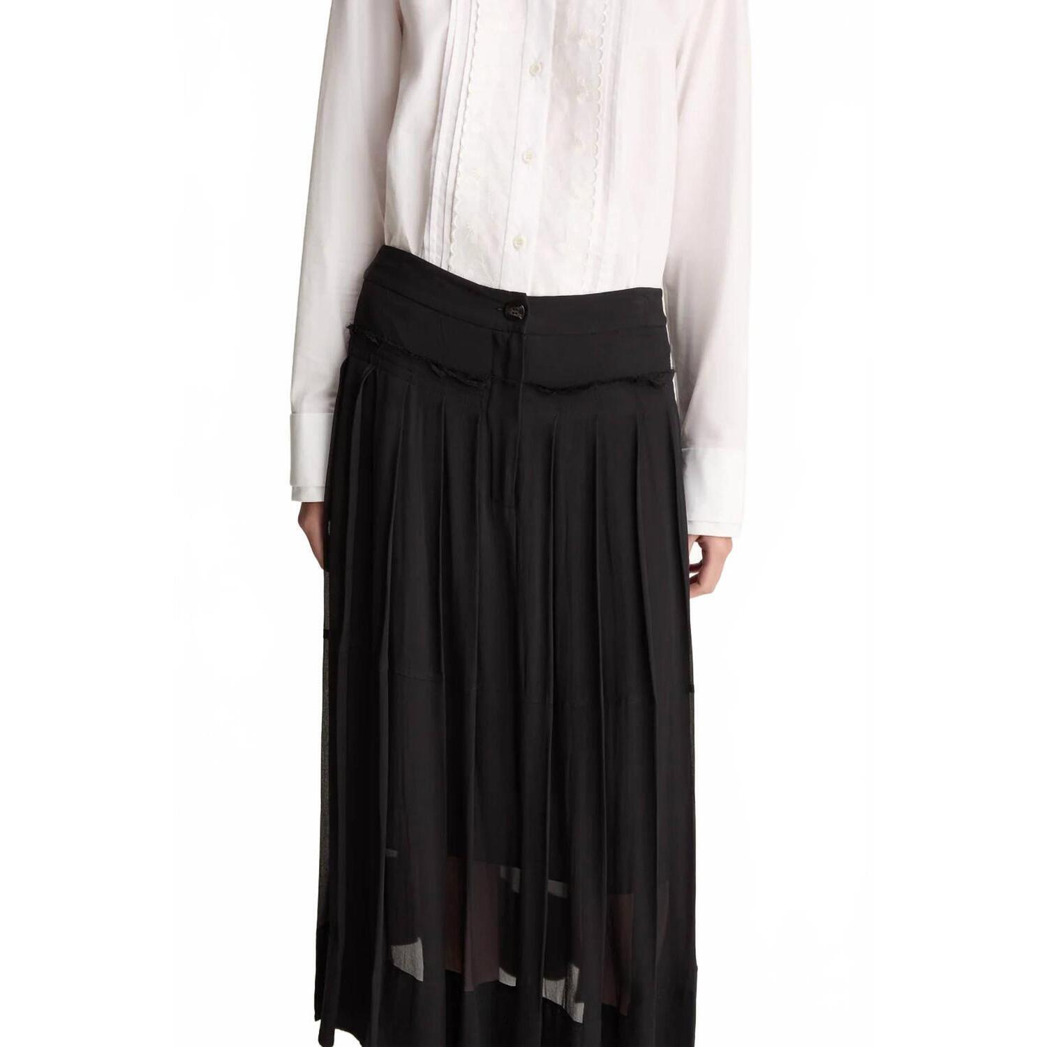 New Lee Mathews Sofia Pleated Midi Skirt In Black — image 3 of 4